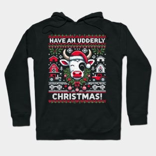 Funny Ugly Christmas Cow Holiday Design Hoodie